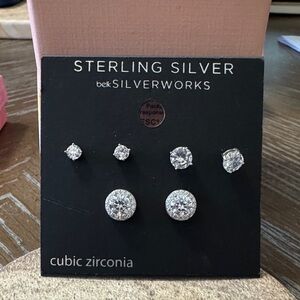 Belk Silverworks Sterling Silver Cubic Zirconia Earrings Trio